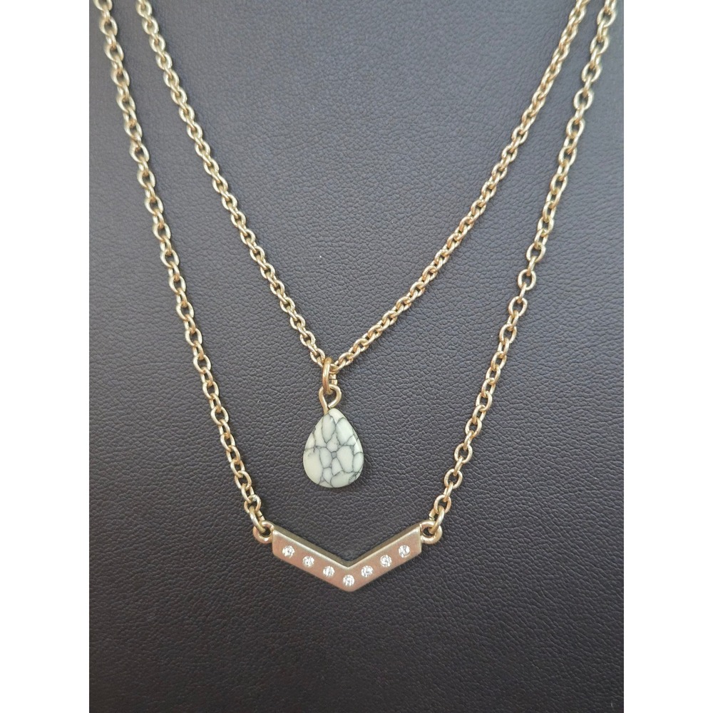 Premier Designs Layered Necklace Stone and Rhinestones Vintage